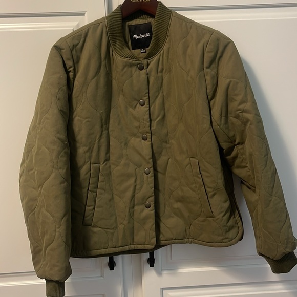 Madewell military quilted olive green jacket small never worn snap front $50 - Picture 2 of 6